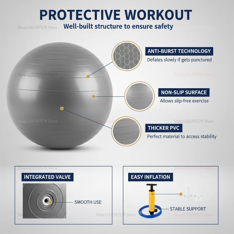 Anti-Burst Yoga Ball with Pump - đánh giá và giá Pilates Yoga Shoes
