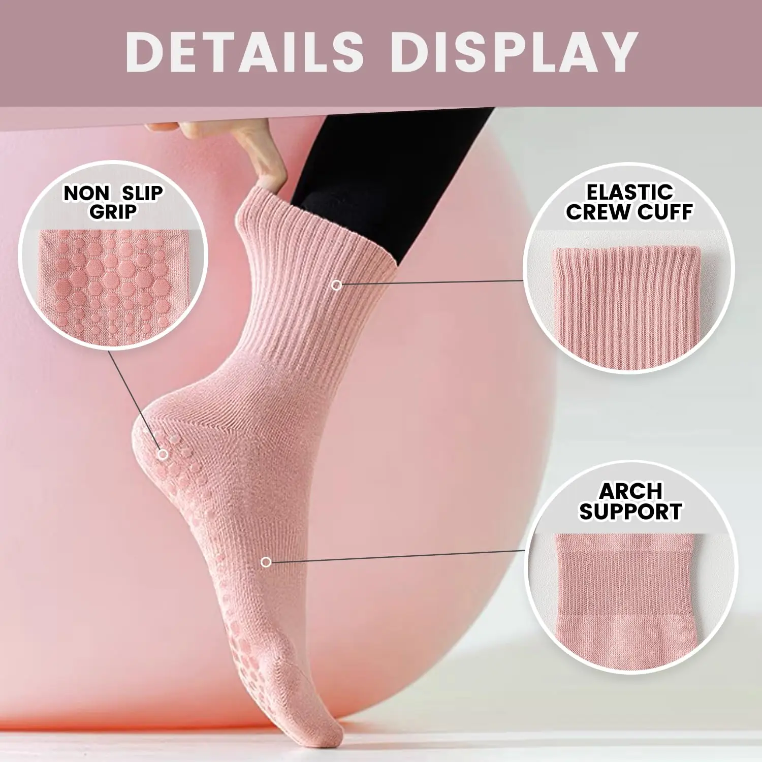 4 pairs of women's yoga socks, - đánh giá và giá Pilates With Yoga