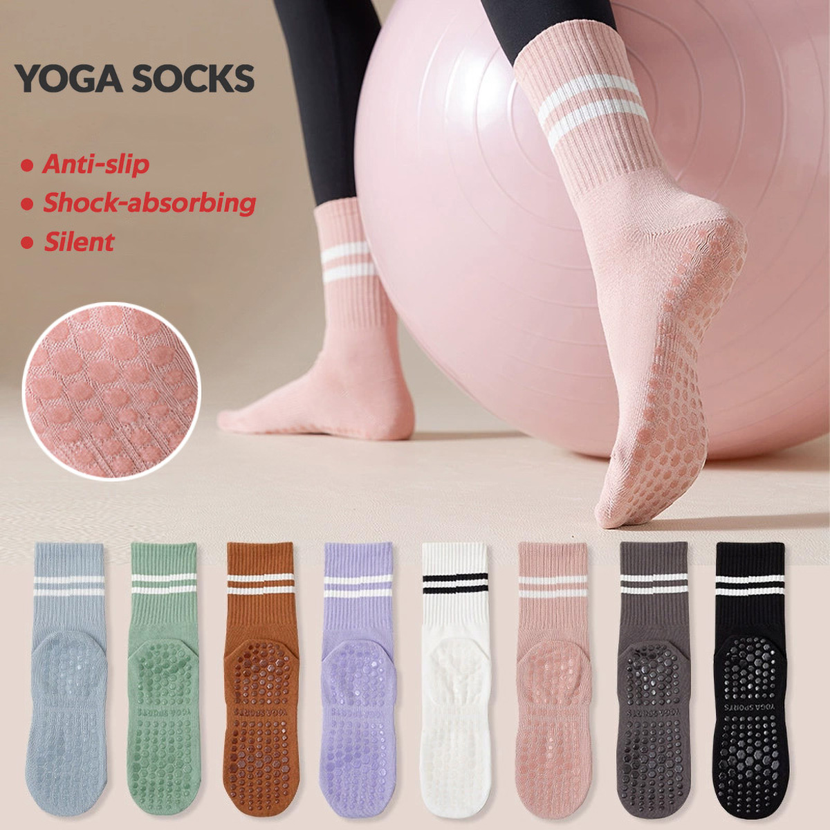 3 Pairs Long Yoga Socks with G - đánh giá và giá Pilates Yoga Barre